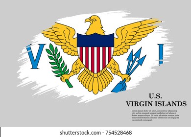 Grunge styled flag of U.S. Virgin Islands is a state of USA. Template for banner or poster. vector illustration