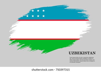 Grunge styled flag of Uzbekistan. Brush stroke background