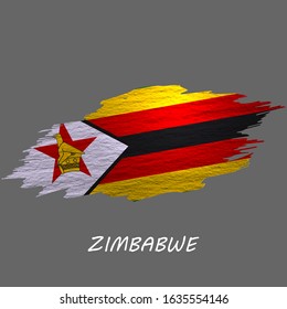 Grunge styled flag of Zimbabwe. Brush stroke background