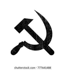 Grunge styled Soviet Union sickle and hammer symbol