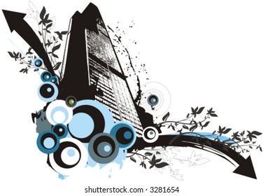 Grunge styled urban building background. Vector illustration. Check my portfolio for much more of this series as well as thousands of similar and other great vector items.