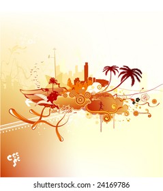 Grunge styled urban summer  background.  Vector illustration.