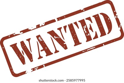 Grunge Styled WANTED Sign With Distressed Stamp Effect in Black and White