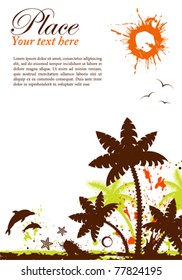 Grunge summer card with starfish, element for design, vector illustration