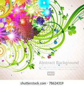 Grunge summer floral Background for design. Eps10