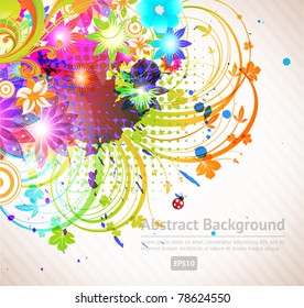 Grunge summer floral Background for design. Eps10