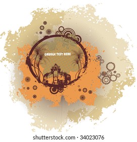Grunge summer frame with urban elements