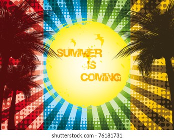 Grunge summer holiday background.Tropical banner