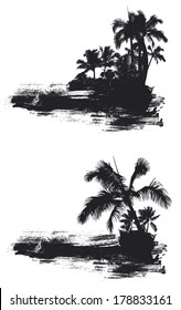 grunge summer scene with palms