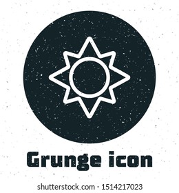 Grunge Sun icon isolated on white background.  Vector Illustration