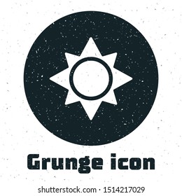 Grunge Sun icon isolated on white background.  Vector Illustration
