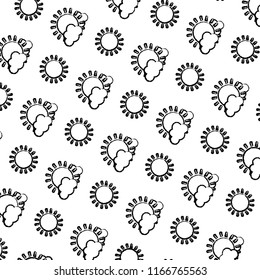 grunge sun with spring weather and clouds background