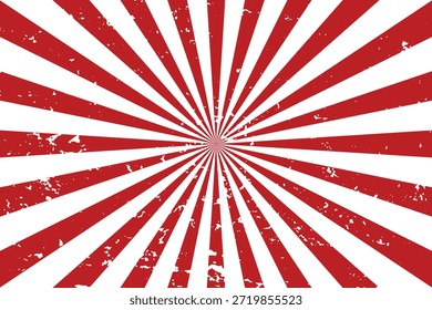 Fundo de explosão solar grunge. Raios de sol plano de fundo raios retro, explosão de raios de sol vintage. Fundo de explosão solar vermelho e branco. Feixe de sol, raio solar padrão de raio de ingresso de circo de carnaval, fundo abstrato.
