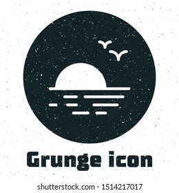 Grunge Sunset icon isolated on white background.  Vector Illustration