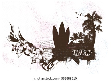 grunge surf and summer scene