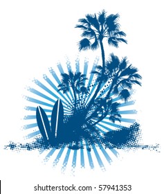 grunge surf table palm scene