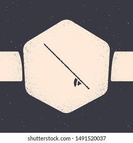 Grunge Surfboard icon isolated on grey background. Surfing board. Extreme sport. Sport equipment. Monochrome vintage drawing. Vector Illustration