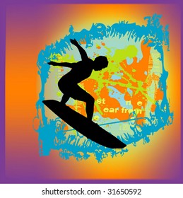 grunge surfer vector illustration