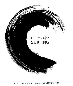 Grunge surfing icon. Vector brush wave. Sea wave logo template.