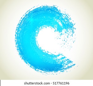 Grunge surfing icon.Vector brush wave.Sea wave logo template.