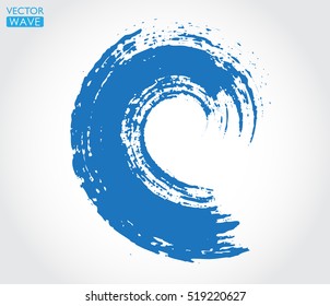 Grunge surfing icon.Vector brush wave.Sea wave logo template.
