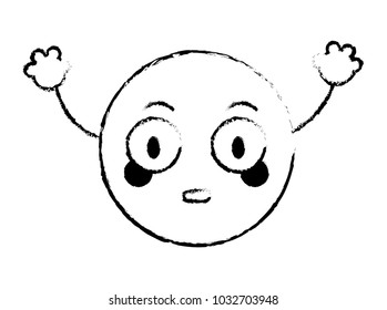 grunge surprised emoji face expression with arms