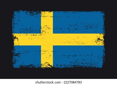 Grunge Sweden flag. Vector old flag of Sweden.
