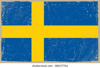 Grunge Sweden flag.Swedish flag with grunge texture.Vector template.