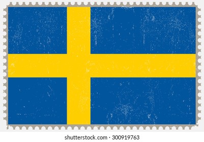 Grunge Sweden flag.Swedish flag with grunge texture.Vector template.