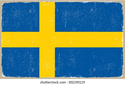 Grunge Sweden flag.Swedish flag with grunge texture.Vector template.