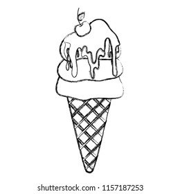 grunge sweet ice cream cone with cherry
