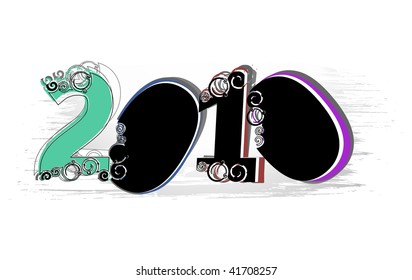 grunge swirl composition with 2010 new year vector design. vector illustration