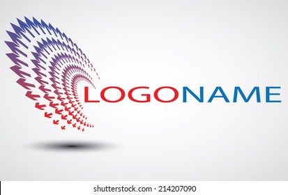 Grunge swirly logo design with arrows. Vector illustration.