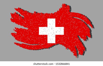 Grunge Swiss flag, Swiss flag with shadow on isolated background, vector illustration