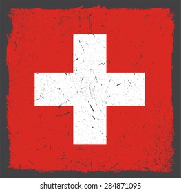 Grunge Switzerland flag.Swiss flag with grunge texture.Vector template.