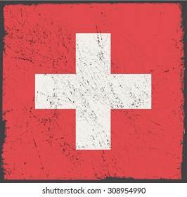 Grunge Switzerland flag.Swiss flag with grunge texture.Vector template.