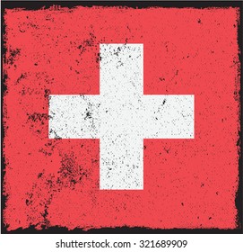 Grunge Switzerland flag.Swiss flag with grunge texture.Vector template.