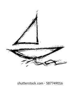 grunge symbol ship sailing on sea, vector illustration