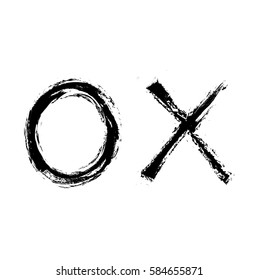 grunge symbol tic tac toe XO game, vector design element