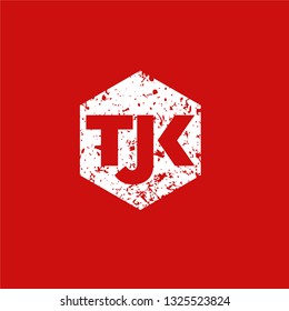 Grunge T J K Letter Logo Design Idea