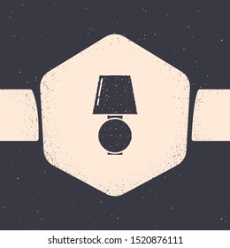 Grunge Table lamp icon isolated on grey background. Monochrome vintage drawing. Vector Illustration