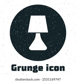 Icono de la lámpara de mesa del grunge aislado en fondo blanco. Lámpara de escritorio. Dibujo vintage monocromo. Vector