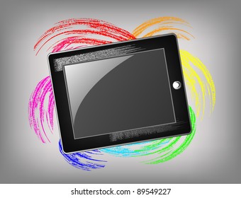 The grunge tablet on a beautiful background