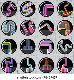 Grunge tag set Isolated on gray, vector illustration