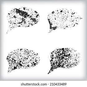 Grunge talk bubble set. Vector illustration. 