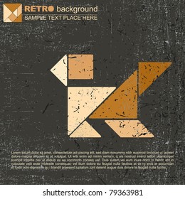 Grunge tangram animal