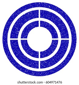 Grunge Target rubber seal stamp watermark. Icon symbol with grunge design and unclean texture. Unclean vector blue emblem.