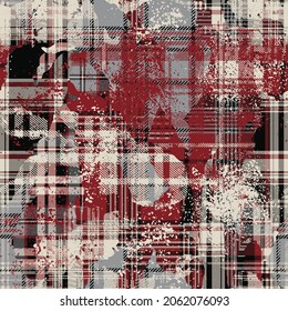 Grunge Tartan Plaid Fabric Patchwork Wallpaper Abstract Vector Seamless Pattern