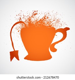 Grunge tea cup with splashes