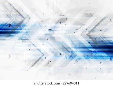 Grunge tech background with arrows. Vector illustration